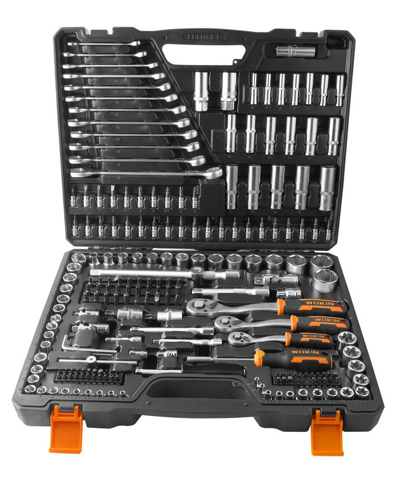 WOKIN Werkzeugset 215-tlg Steckschlüsselsatz Ringschlüssel Set 1/4″ 3/8″ 1/2″, (215-tlg) von WOKIN