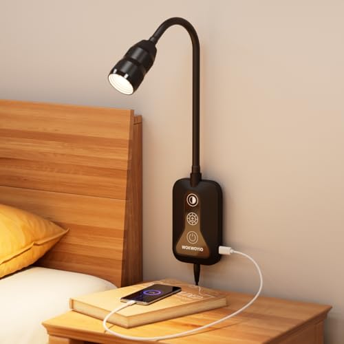 WOKWOYIO Leselampe Bett mit Hand Sweep Sensor-Schalter, LED Leselampe mit USB-AusgangStecker und Touch Schalter, Dimmbare und 5 Farbe Buchlampe, Leselicht Buch mit Flexiblem Schwanenhals -1 Stück WOKWOYIO Leselampe Bett mit Hand Sweep Sensor-Schalter, LED Leselampe mit USB-AusgangStecker und Touch Schalter, Dimmbare und 5 Farbe Buchlampe, Leselicht Buch mit Flexiblem Schwanenhals -1 Stück von WOKWOYIO