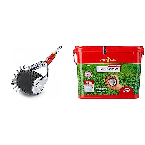 WOLF Garten 71AAA037650 Rasenkantenschneider Multi-Star RB-M NEU2018, Rot 40x15x16 cm | Griff ZM 170 & Turbo-NACHSAAT 3826121 LR 120 m², ROT von WOLF Garten