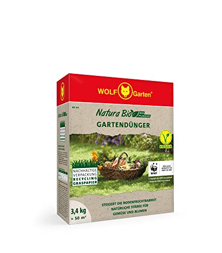 WOLF-Garten - Natura Bio Gartendünger NG 3,4 für 50m²; Verpackung aus Recycling Graspapier von WOLF Garten