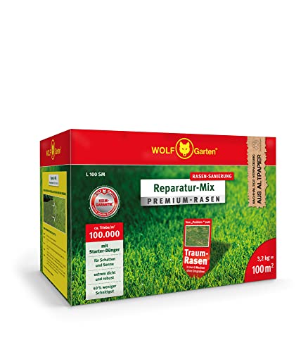 WOLF-Garten | Reparatur-Mix Premium-Rasen mit Starter-Dünger L 100 SM für 100m²; 3810026 von WOLF Garten