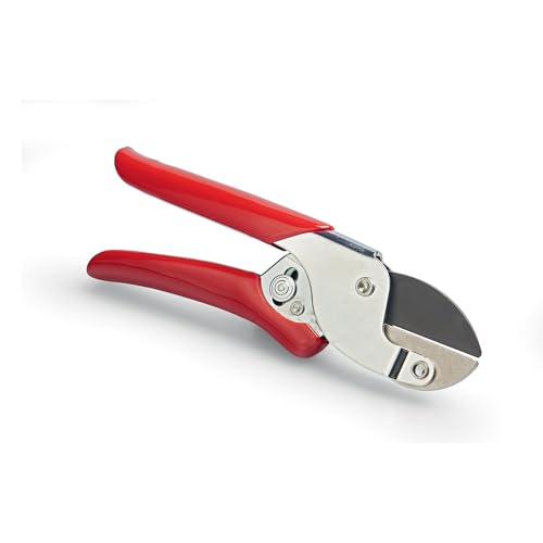 WOLF-Garten Amboss-Gartenschere RS-EN (für Äste bis 19mm Ø, mit antihaftbeschichteten Klingen, ideal für regelmäßige Baumschnitt-Arbeiten) 73AFA009650, Rot / Silber von WOLF Garten