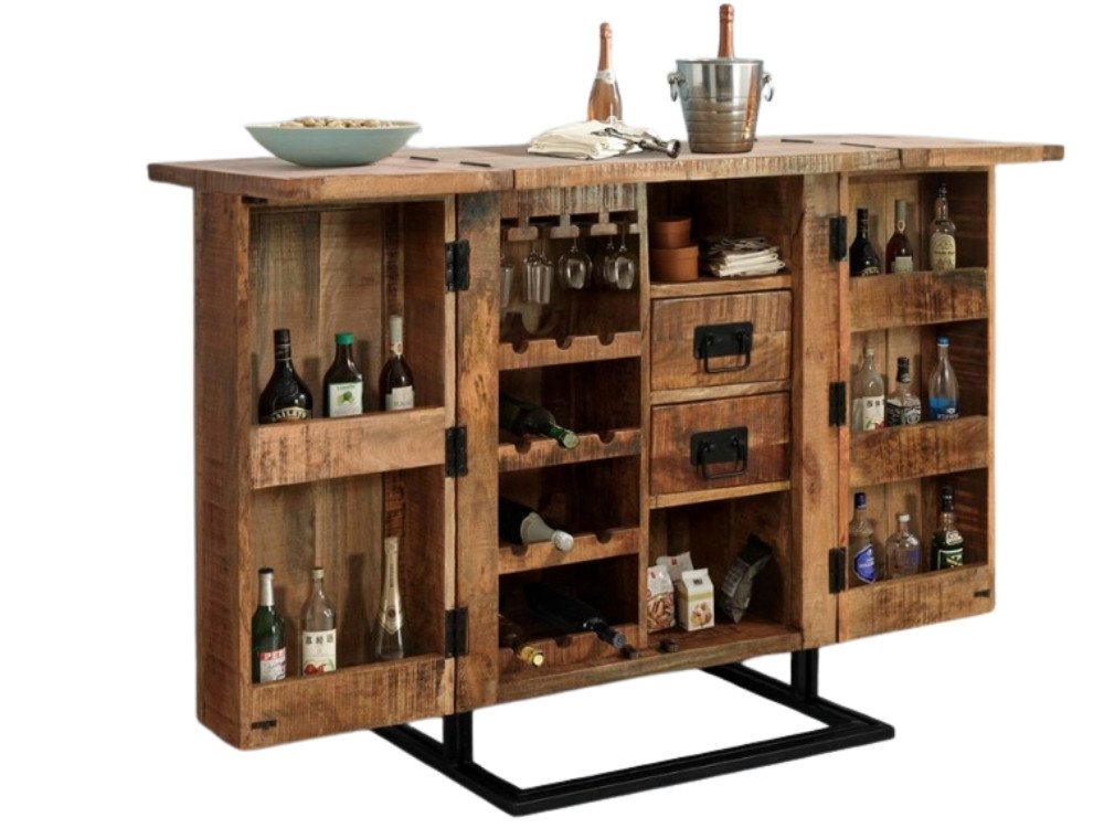 WOLF MÖBEL Barschrank IRON Bar mit Eisen aufklappbar 2 Türen (80x48x99) von WOLF MÖBEL