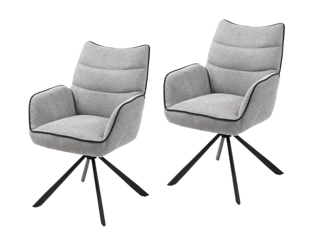 WOLF MÖBEL Esszimmerstuhl SEBA Drehstuhl Abel 180° grau, 2er SET (60x67x92), SEBA Drehstuhl Abel 180° grau, 2er SET von WOLF MÖBEL