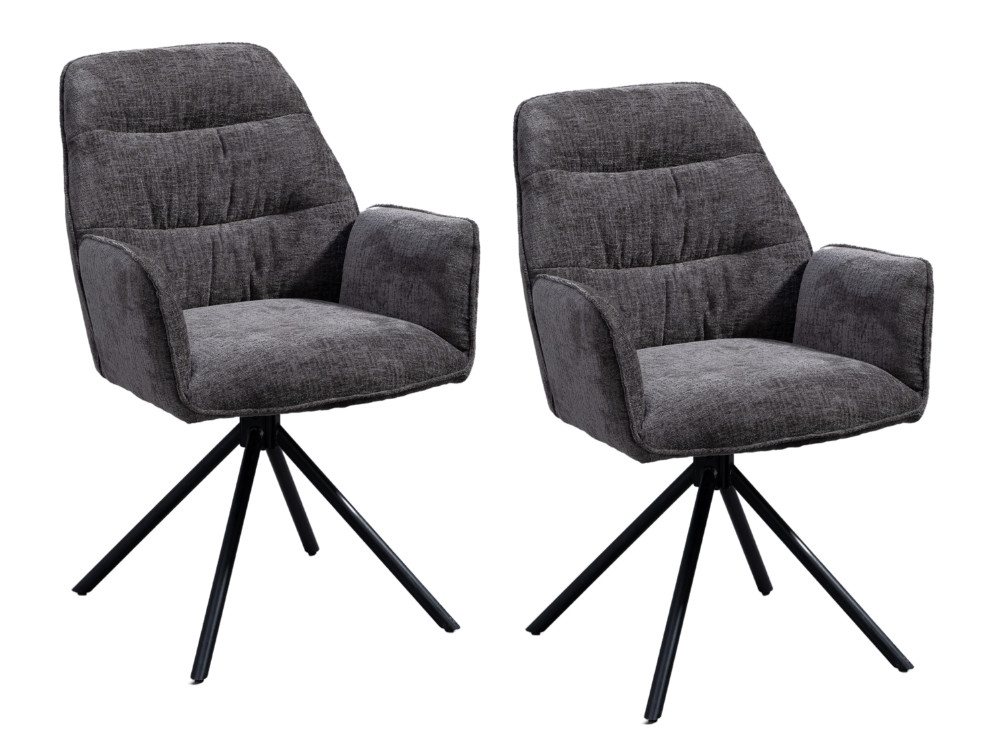 WOLF MÖBEL Esszimmerstuhl SEBA Drehstuhl Basa 180° anthrazit - mit Rückstellfunktion, 2er SET (60x63x88), SEBA Drehstuhl Basa 180° anthrazit - mit Rückstellfunktion, 2er SET von WOLF MÖBEL