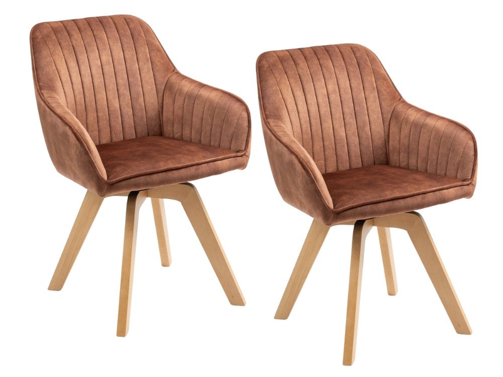 WOLF MÖBEL Esszimmerstuhl SEBA Drehstuhl Gail 180° cognac Holzfuß Buche, 2er SET (60x62x83), SEBA Drehstuhl Gail 180° cognac Holzfuß Buche, 2er SET von WOLF MÖBEL