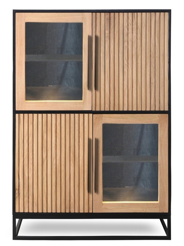 WOLF MÖBEL Highboard (100 x 40 x 145), NAMIBIA Highboard mit 2 Glas- / 2 Holztüren von WOLF MÖBEL