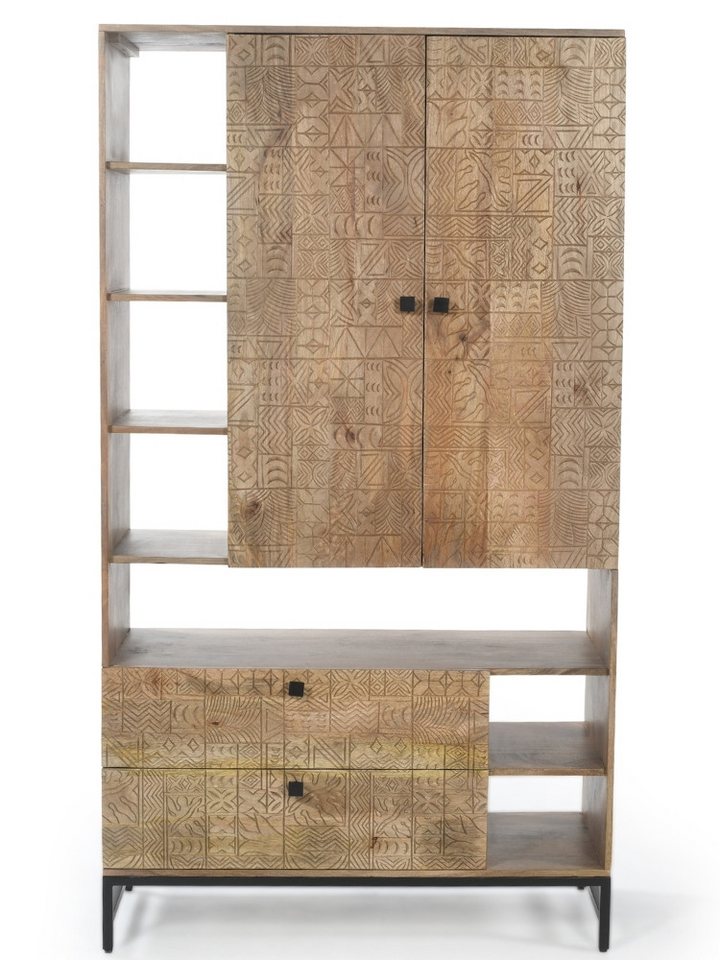 WOLF MÖBEL Küchenbuffet CARVING Schrank mit 1 Tür / 2 Schubladen / 7 Ablagen (100 x 40 x 180) von WOLF MÖBEL