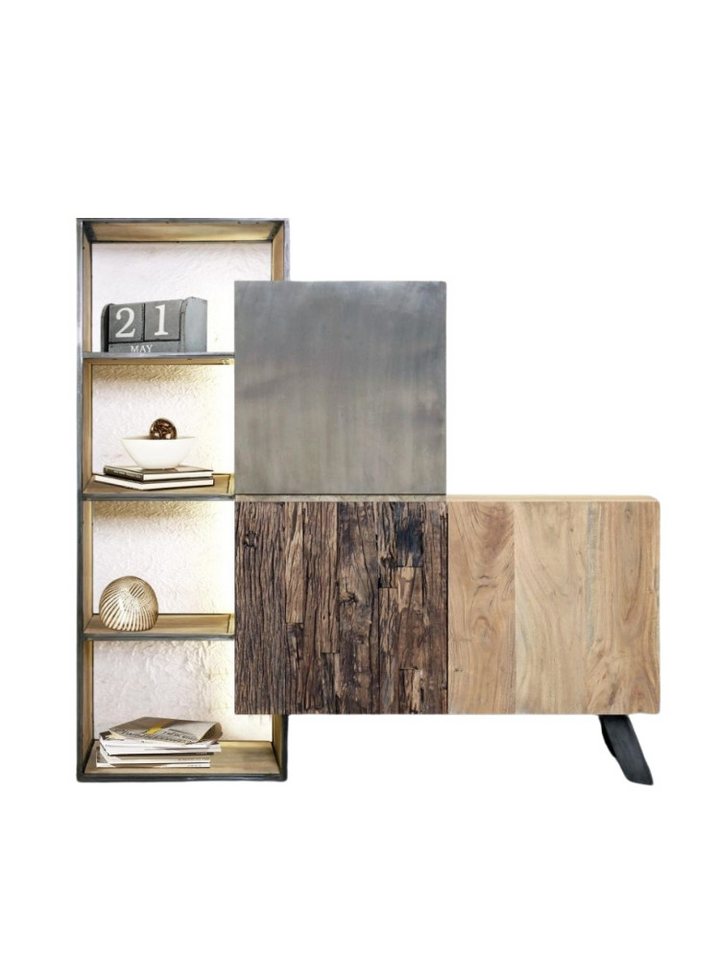 WOLF MÖBEL Küchenbuffet CITY Highboard mit 3 Türen / Regal / Licht (165x160x40) LED-Beleuchtung von WOLF MÖBEL