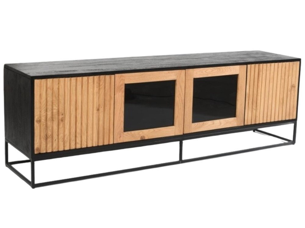 WOLF MÖBEL Sideboard (175 x 40 x 55), NAMIBIA Lowboard mit 2 Glas-/ 2 Holztüren von WOLF MÖBEL