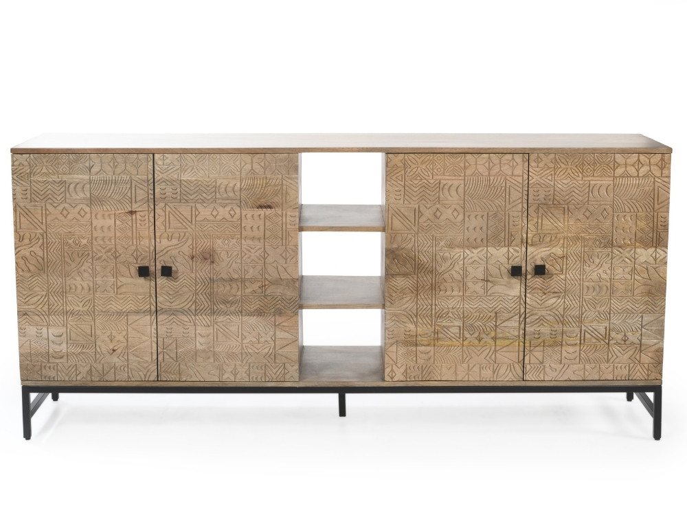 WOLF MÖBEL Sideboard (175 x 40 x 80), CARVING Kommode mit 4 Türen / 3 Ablagen von WOLF MÖBEL