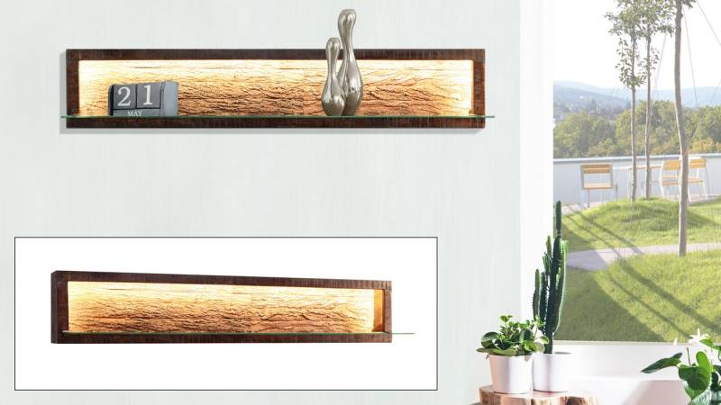 WOLF MÖBEL Wandboard Wandregal Bark 4065 Akazie massiv dula 145 cm inkl. LED von WOLF MÖBEL