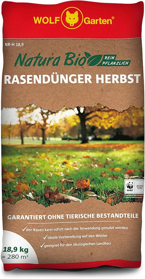 WOLF Rasendünger Natura Bio Herbst Rasendünger für 280 m² NR-H 18,9, 1-St. von WOLF