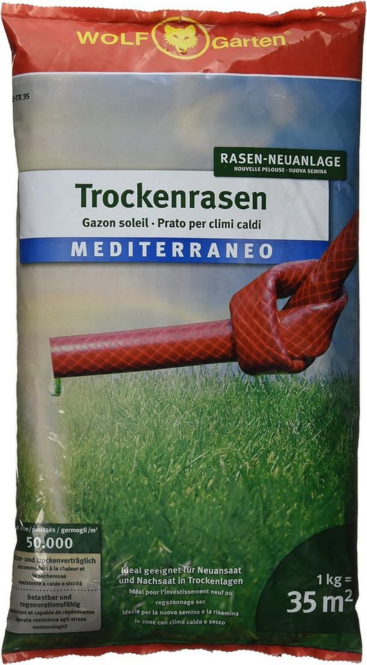 WOLF Rasendünger Saatgut, LU-TR 35 Trockenrasen Mediterraneo 35 m² Beige 39x29x30cm, 1-St. von WOLF