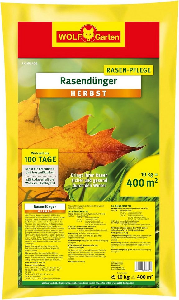 WOLF Rasendünger WOLF-Garten - Rasen-Herbst-Dünger LK-MU 400, 3835040, 1-St. von WOLF