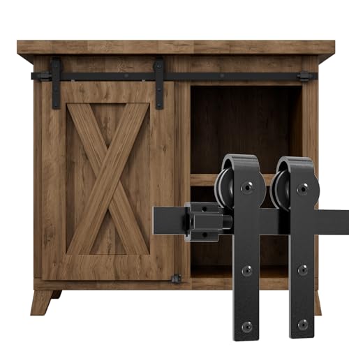 WOLFBIRD 106cm/3.5FT Schiene Super Mini Schiebetür Hardware Kit für Einzeltür, kleiner Schrank, TV-Stand verwendet (kein Schrank) von WOLFBIRD