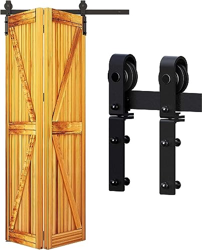 WOLFBIRD 76cm/2.5FT Bifold Schiebetürbeschlag für 2 Bifold Türen einseitig gerichtetes Beschlagsystem,Falttür Kit für Türöffnung unter 61cm, keine Tür（Grundlegender Stil） von WOLFBIRD