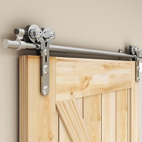 WOLFBIRD Schiebetürbeschläge Edelstahl 183cm Schiebeschiene Komplettes Rollschienenset Heavy Duty Stabil für einzelne Holztür (Y-Form) von WOLFBIRD