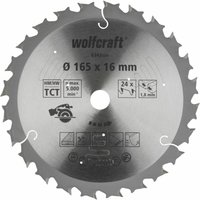 Kreissägeblatt ø 165 mm, Bohrung ø 16 mm Hartmetall Sägeblatt - Wolfcraft von Wolfcraft