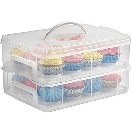Wolfcut Stapelbare Muffinbox rechteckig aus Kunststoff, Muffin/Cupcake Transportbox, Muffin Box geeignet für 24 Muffins/Cupcakes max. Ø5,4 cm von Wolfcut