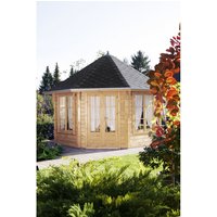 WOLFF Holzpavillon »Roma 4.0«, achteckig, achteckig, BxT: 400 x 400 cm, inkl. Dacheindeckung - beige von WOLFF