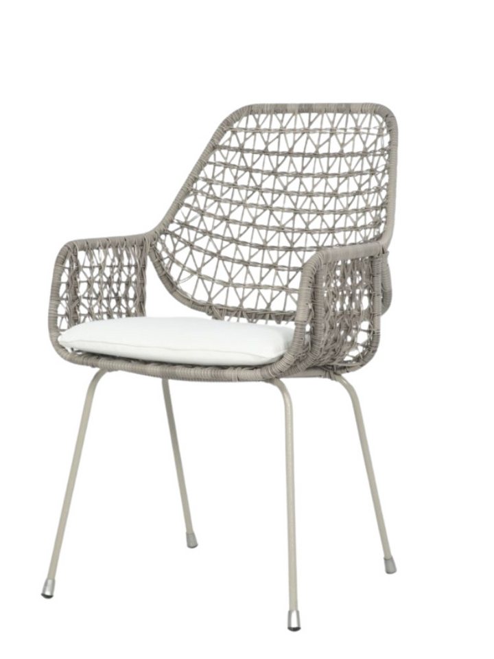 WOLF MÖBEL Gartenstuhl GARDEN Stuhl mit Armlehne ZARA creme Gestell Eisen (53x61x93), GARDEN Stuhl mit Armlehne ZARA creme Gestell Eisen von WOLF MÖBEL
