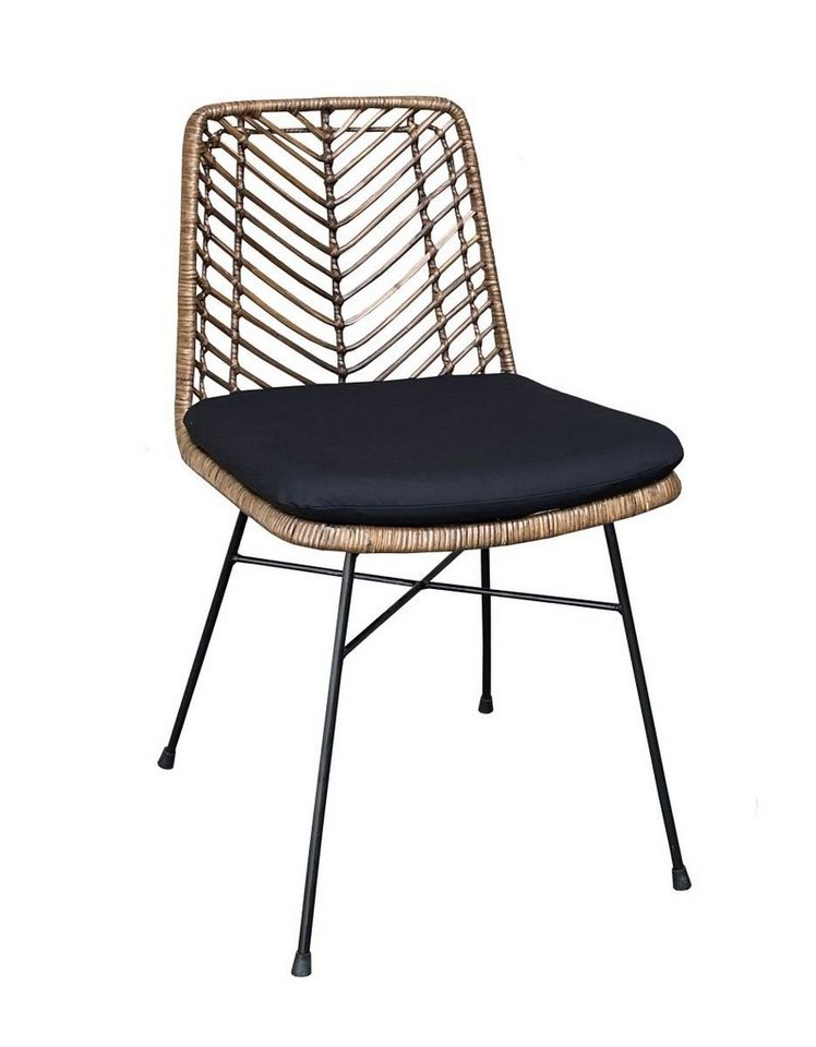 WOLF MÖBEL Esszimmerstuhl BALI Eisenstuhl mit Rattansitz inkl. Kissen schwarz (45x53x80), BALI Eisenstuhl mit Rattansitz inkl. Kissen schwarz von WOLF MÖBEL
