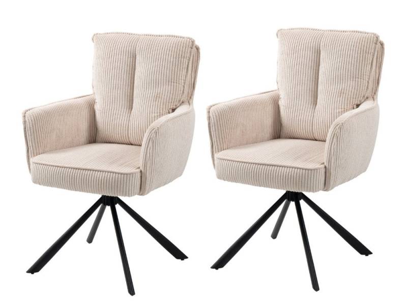 WOLF MÖBEL Esszimmerstuhl 2er-Set Drehstuhl Asher 180° creme - mit Rückstellfunktion (62x67x95), 2er-Set Drehstuhl Asher 180° creme - mit Rückstellfunktion von WOLF MÖBEL