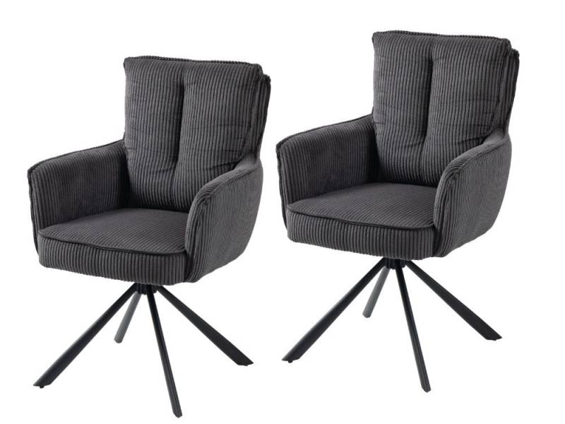 WOLF MÖBEL Esszimmerstuhl 2er-Set Drehstuhl Asher 180° dunkelgrau - mit Rückstellfunktion (62x67x95), 2er-Set Drehstuhl Asher 180° dunkelgrau - mit Rückstellfunktion von WOLF MÖBEL