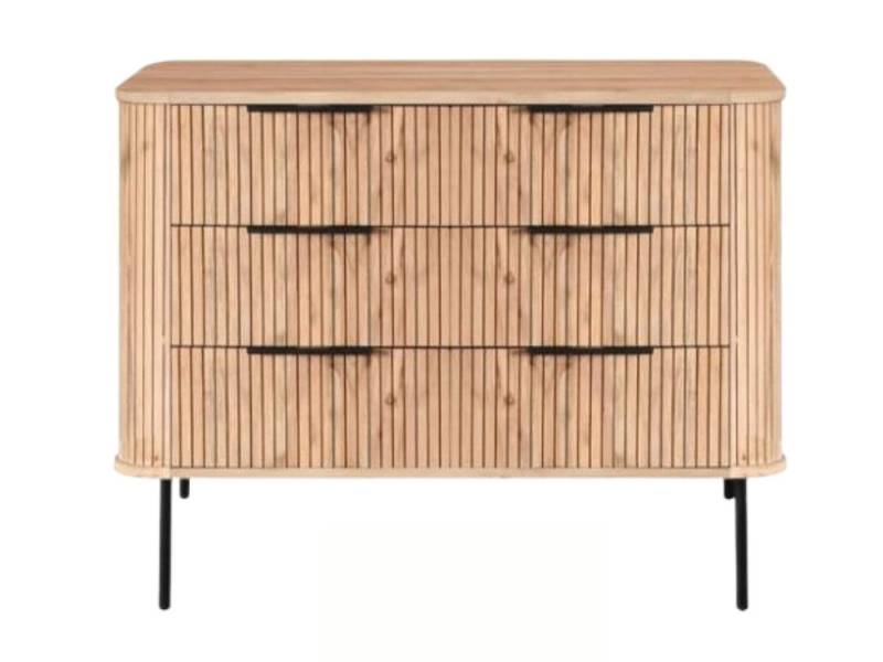 WOLF MÖBEL Sideboard (103x45x80), BRONX ROUND Kommode mit 3 Schubladen von WOLF MÖBEL