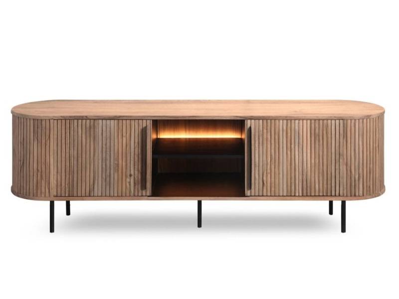 WOLF MÖBEL Sideboard (175x40x50), BRONX ROUND Lowboard mit 2 Türen / 2 Ablagen / Licht von WOLF MÖBEL