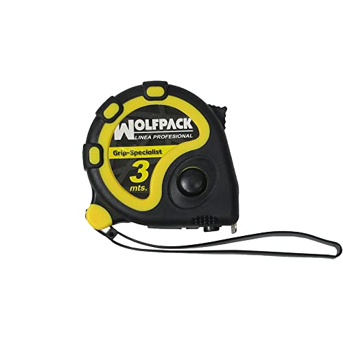 WOLFPACK LINEA PROFESIONAL 2302000 Flexometer 3 Meter mit Bremse Wolfpack Grip Special, 3 m von WOLFPACK