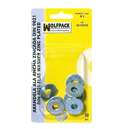 WOLFPACK LINEA PROFESIONAL 6182040 06182040 Unterlegscheiben Flügel DIN9021 M08 (10 Stück), bunt, M8 von WOLFPACK