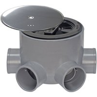 Absaugtopf aus PVC T 89 A 110 50-40 Höhe 85 mm. Mit Belüftungsabdeckung von WOLFPACK