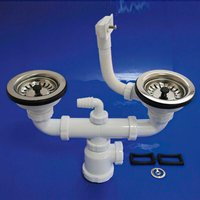 Doppelsiphon mit Überlauf T-44CR 1 1/2 mit Korbventil von WOLFPACK