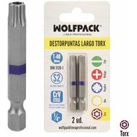 Lange Torx-T40-Schraubendreher-Bits (2 Stück). S2 Chrom-Vanadium-Stahl von WOLFPACK