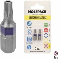 Wolfpack - Manipulationssichere Torx 20-Schraubendreher-Bits (2 Stück). S2 Chrom-Vanadium-Stahl von WOLFPACK