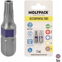 Wolfpack - Manipulationssichere Torx 25-Schraubendreher-Bits (2 Stück). S2 Chrom-Vanadium-Stahl von WOLFPACK