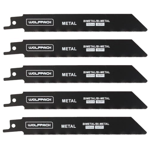 Säbelsägeblatt für Metall, 152 mm, 18 Tpi, 5 Stück, Säge Eisen Aluminium, Kupfer, Kunststoff Säbelsägeblatt für Metall, 152 mm, 18 Tpi, 5 Stück, Säge Eisen Aluminium, Kupfer, Kunststoff von WOLFPACK