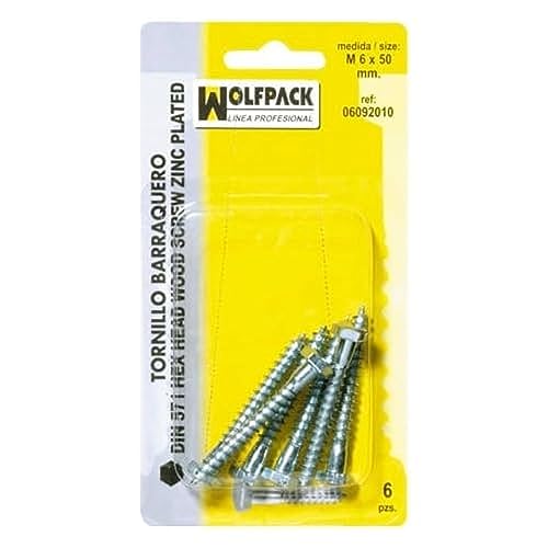 WOLFPACK 6092060 Spanplattenschrauben Din571 8 x 50 mm. (6 Stück), bunt, Unico von WOLFPACK