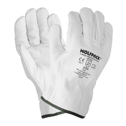 WOLFPACK LINEA PROFESIONAL Arbeitshandschuhe aus Rindsleder, Arbeitsschutz, mechanische Risiken, Sicherheitshandschuhe aus Leder, Größe 25,4 cm von WOLFPACK