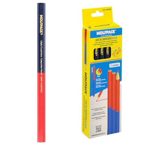 WOLFPACK LINEA PROFESIONAL Schreinerstift, zweifarbig, 18 cm, (12 Stück) – Buntstifte, Schreiner, Rot/Blau von WOLFPACK