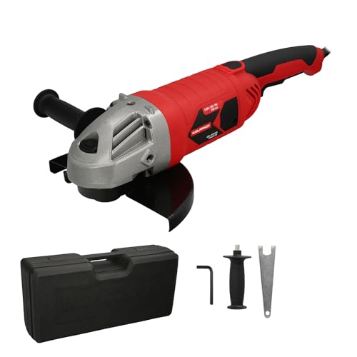Winkelschleifer, 2.400 Watt, Scheibe Ø 230 mm, 6.500 U/min, Griff 3 Positionen, Achse M14, verstellbarer Scheibenschutz, Anti-Start Winkelschleifer, 2.400 Watt, Scheibe Ø 230 mm, 6.500 U/min, Griff 3 Positionen, Achse M14, verstellbarer Scheibenschutz, Anti-Start von WOLFPACK