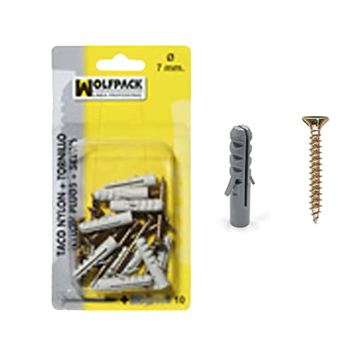 Wolfpack 13131540 Blister Nylon + tirafondo Dübel 8 mm (5-teilig) von WOLFPACK