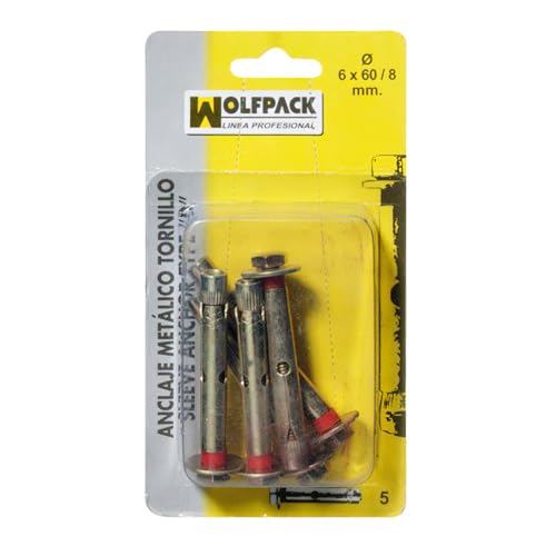 Wolfpack 13132000 – Blister Anker metallisch Schraube 6 x 60/8 (5-teilig) von WOLFPACK