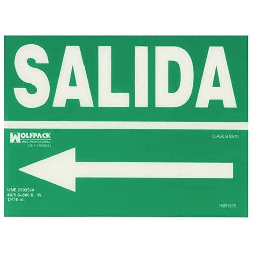 Wolfpack 15051225 Schild mit Schriftzug "Salida" (Ausgang), Pfeil nach Links, 21 x 30 cm von WOLFPACK
