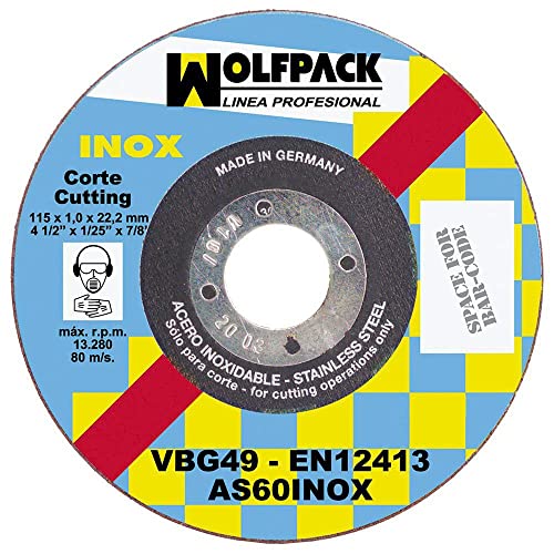 WOLFPACK LINEA PROFESIONAL Wolfpack 9010268 Schleifscheibe, Edelstahl, 125 x 1,0 x 22,2 mm, Schwarz von WOLFPACK
