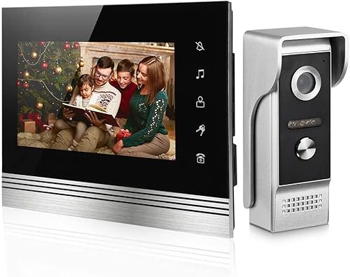 Video Türsprechanlage Türklingel mit kamera Intercom System, 1080P 7 Zoll Metall Material Monitor, Gegensprechanlage mit Türöffner 4 Draht Technik, Touch-Taste, Nachtsicht, IR-Sensor, 1 Familie von WOLILIWO