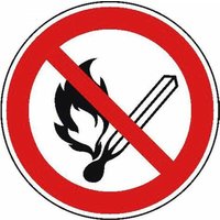 Safetymarking - Verbotsschild Keine offene Flamme, Feuer, offene Zündquelle und Rauchen verboten, Schild, ø 200 mm von SAFETYMARKING