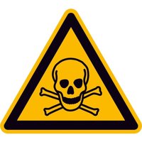 Safetymarking - Warnschild Warnung vor giftigen Stoffen, Totenkopf mit gekreuzten Knochen, Schild, 200 mm - gelb von SAFETYMARKING